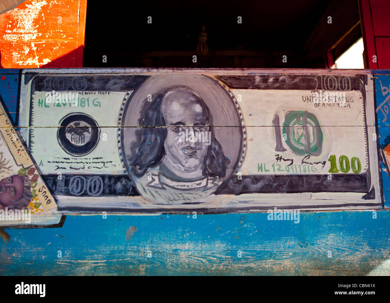 Cambio di denaro in pubblicità Boorama, il Somaliland Foto Stock