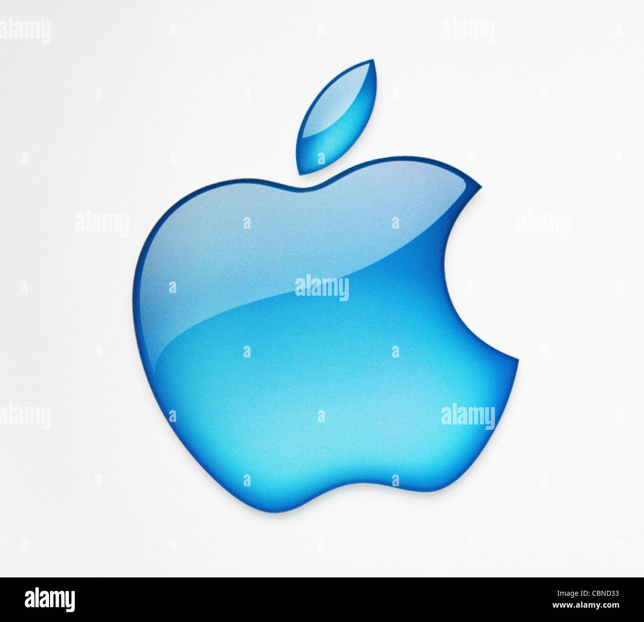 Kiev, Ucraina - 15 dicembre 2011: vista ravvicinata di Apple Inc. logotipo sulla schermo di un monitor. Foto Stock