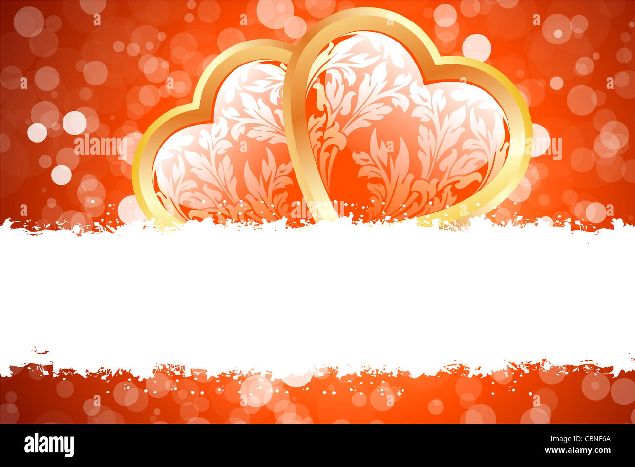 Grungy Valentines Day Card con cuori in colore rosso Foto Stock