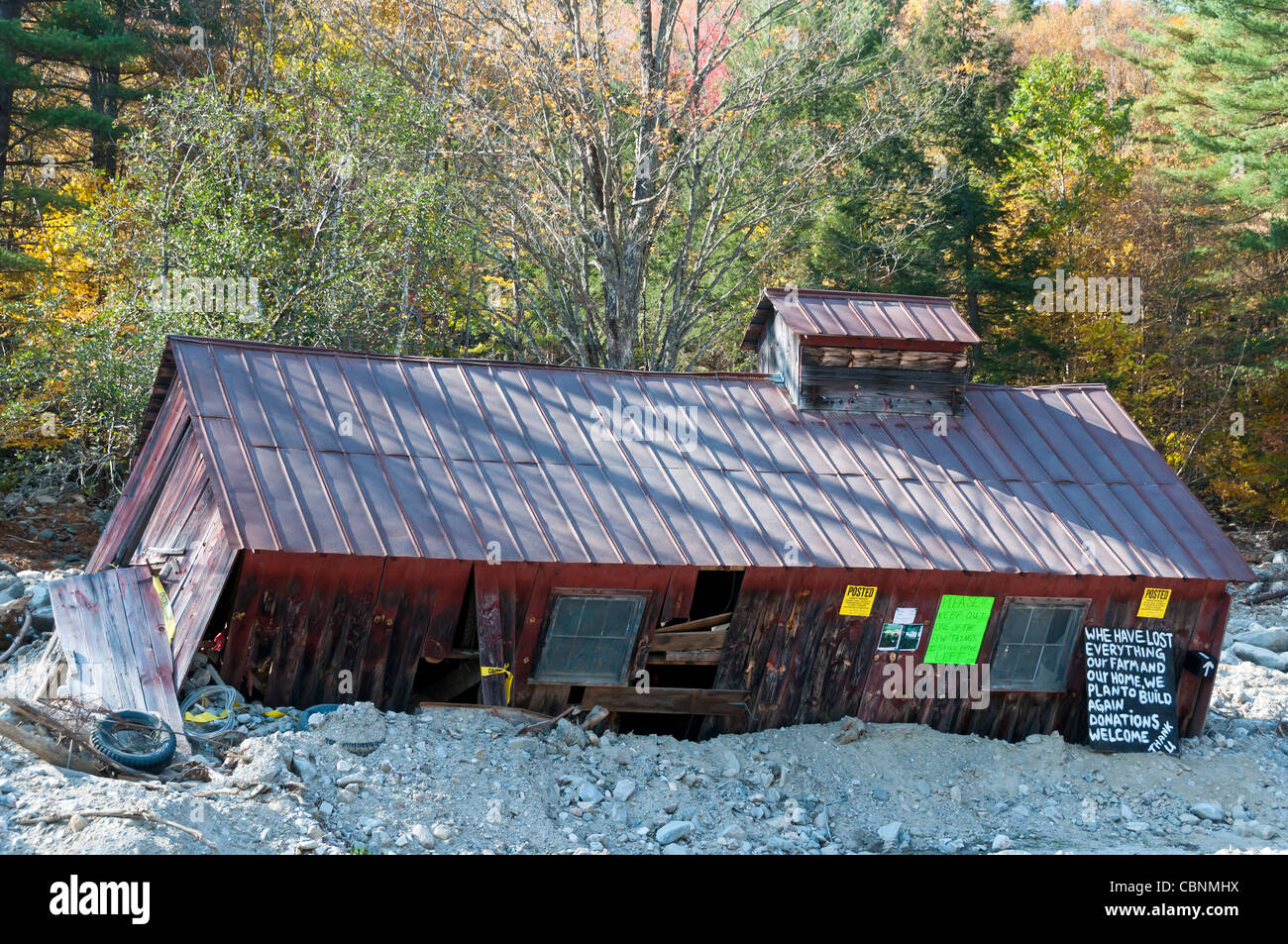 Distruzione in Vermont cause da inondazioni seguenti uragano tropicale Irene Foto Stock