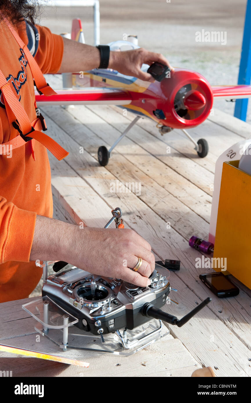 Modello di aeromobile su banco di prova Foto Stock