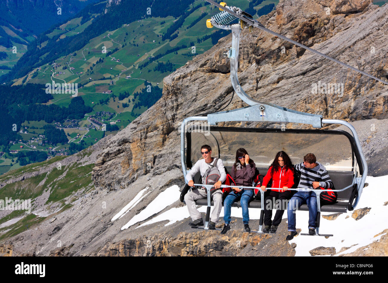 L'Ice Flyer seggiovia sul Monte Titlis, Alpi Svizzere Foto Stock
