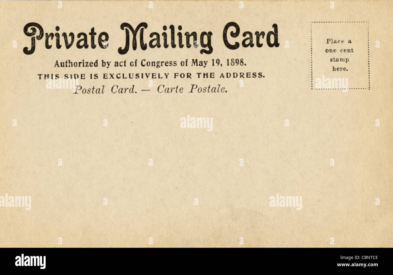 Distribuzione privato Cartolina Carta indietro Foto Stock