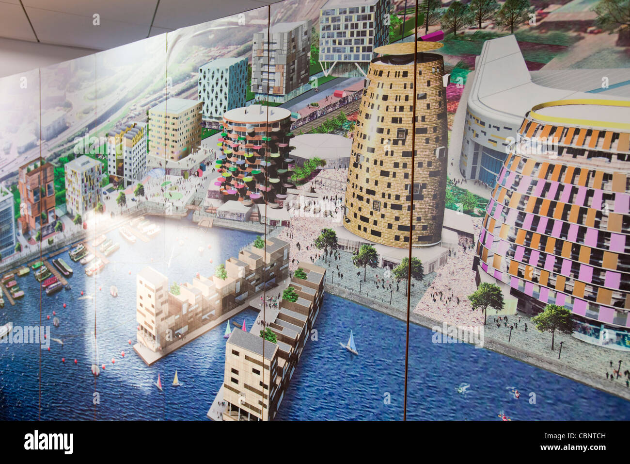 Riverside è un nuovo concetto di greenbuild. Essa aderisce ai dieci principi di un pianeta vivendo, Foto Stock