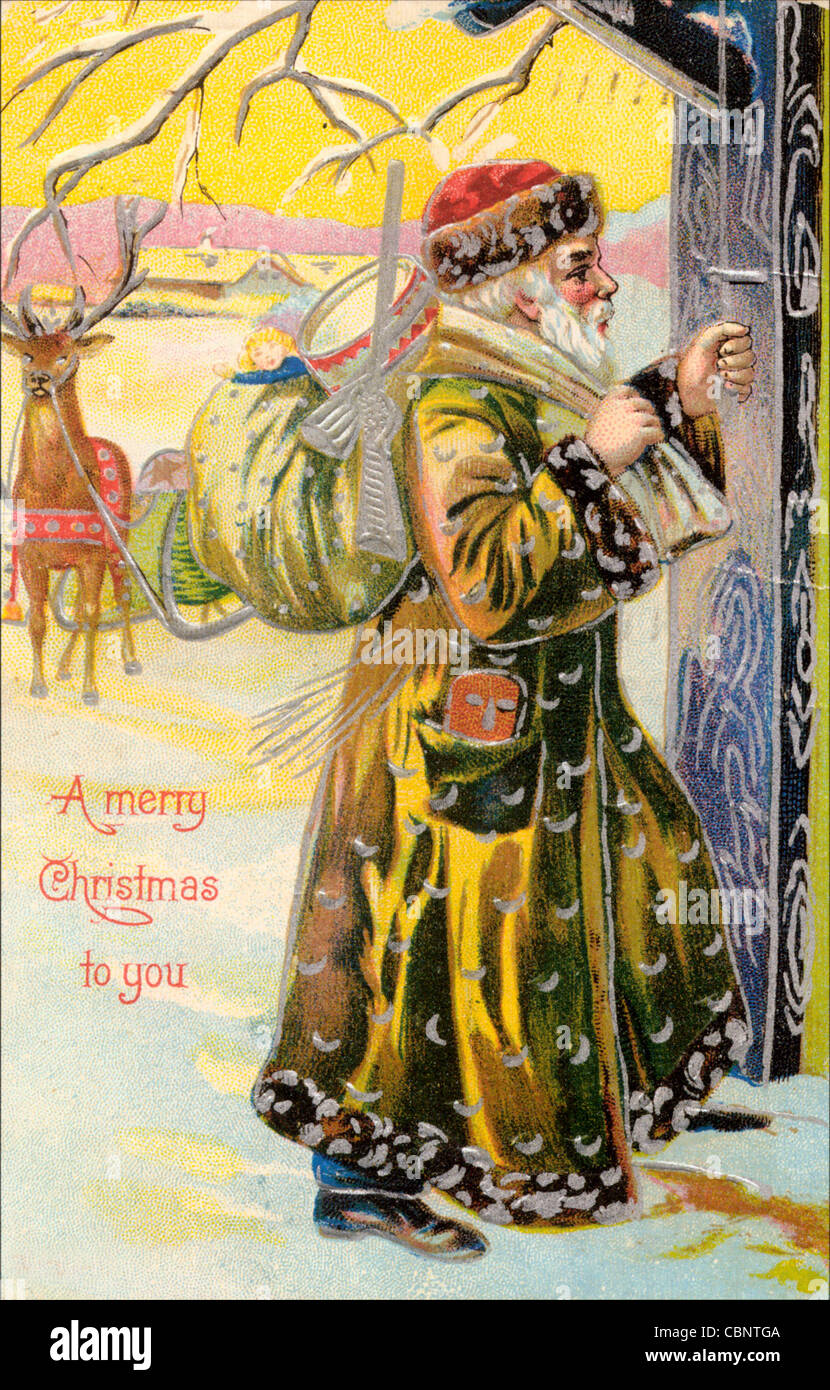 San Nicola a sportello anteriore con i regali di Natale Foto Stock