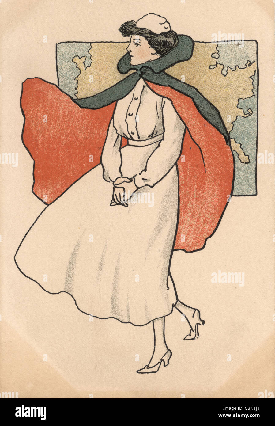 L'infermiera che indossa Red Cape Foto Stock