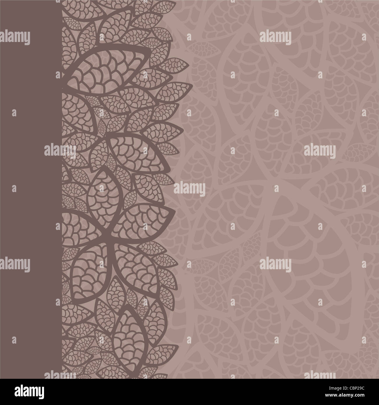 Modello di foglia di cacao confine di colore e sfondo Foto Stock