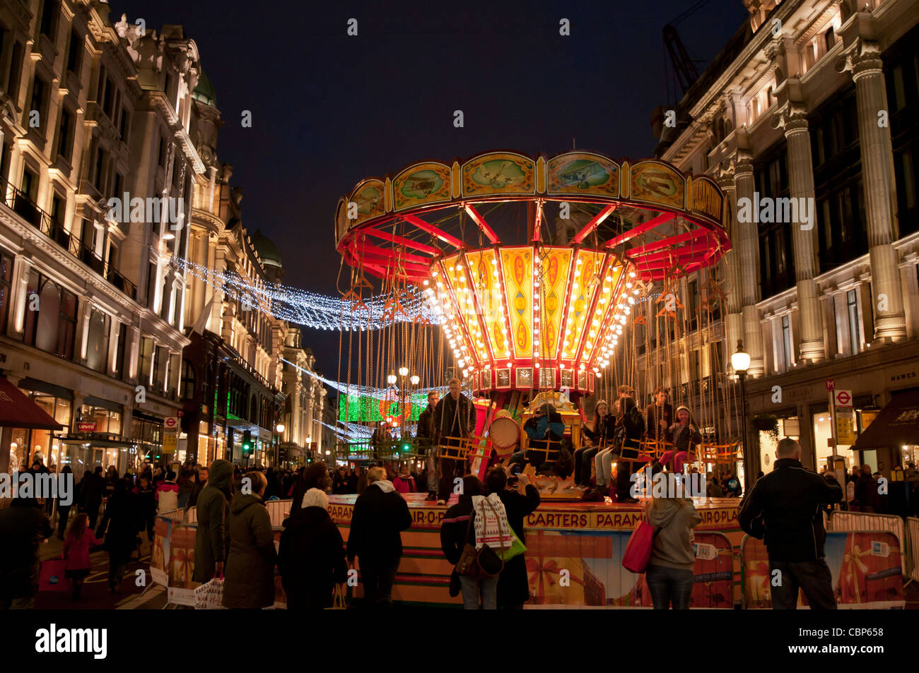 Regents Street a Natale,Londra,Inghilterra Foto Stock