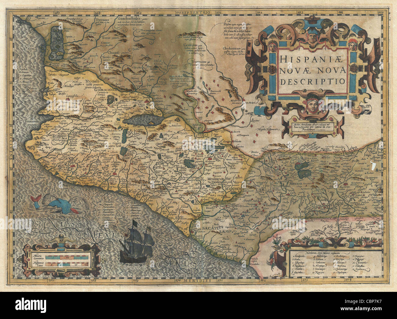 1606 Hondius e Mercator Mappa del Messico Foto Stock