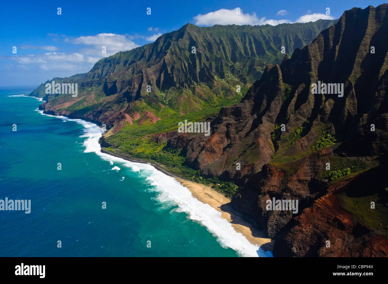 Costa di Na Pali, Kauai, Hawaii, STATI UNITI D'AMERICA Foto Stock