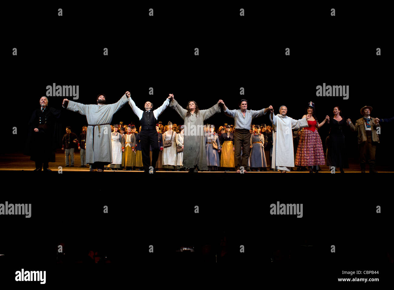 Curtain Call per Verdi e la forza del destino, Opera Bastille, Parigi, Francia Foto Stock