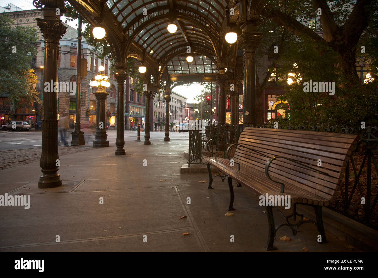 Pergola, Pioneer Square, Seattle, Washington, Stati Uniti d'America Foto Stock