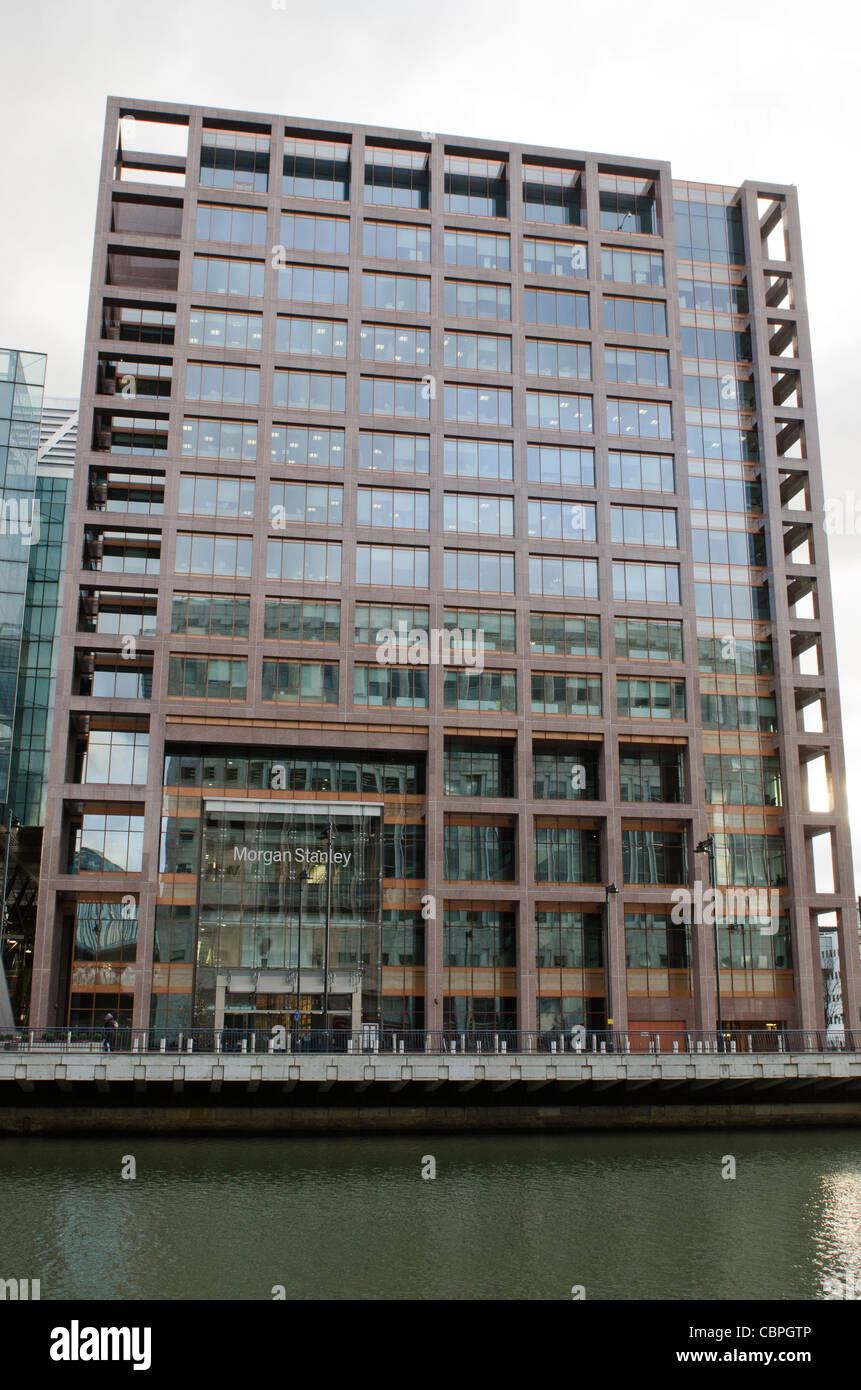 Morgan Stanley Canary Wharf, West India Docks, Isle of Dogs. Foto Stock
