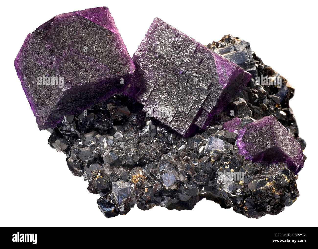 Fluorite su sfalerite, grotta di roccia, Illinois Foto Stock