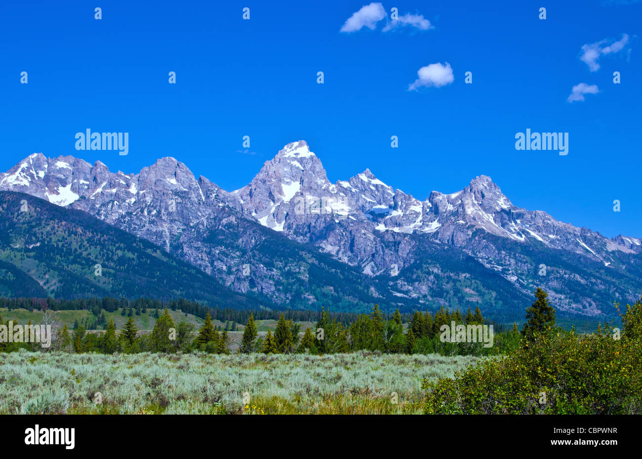 Grand Tetons Mountain Range in bella Jackson Hole Wyoming con bellezza naturale ovunque Foto Stock