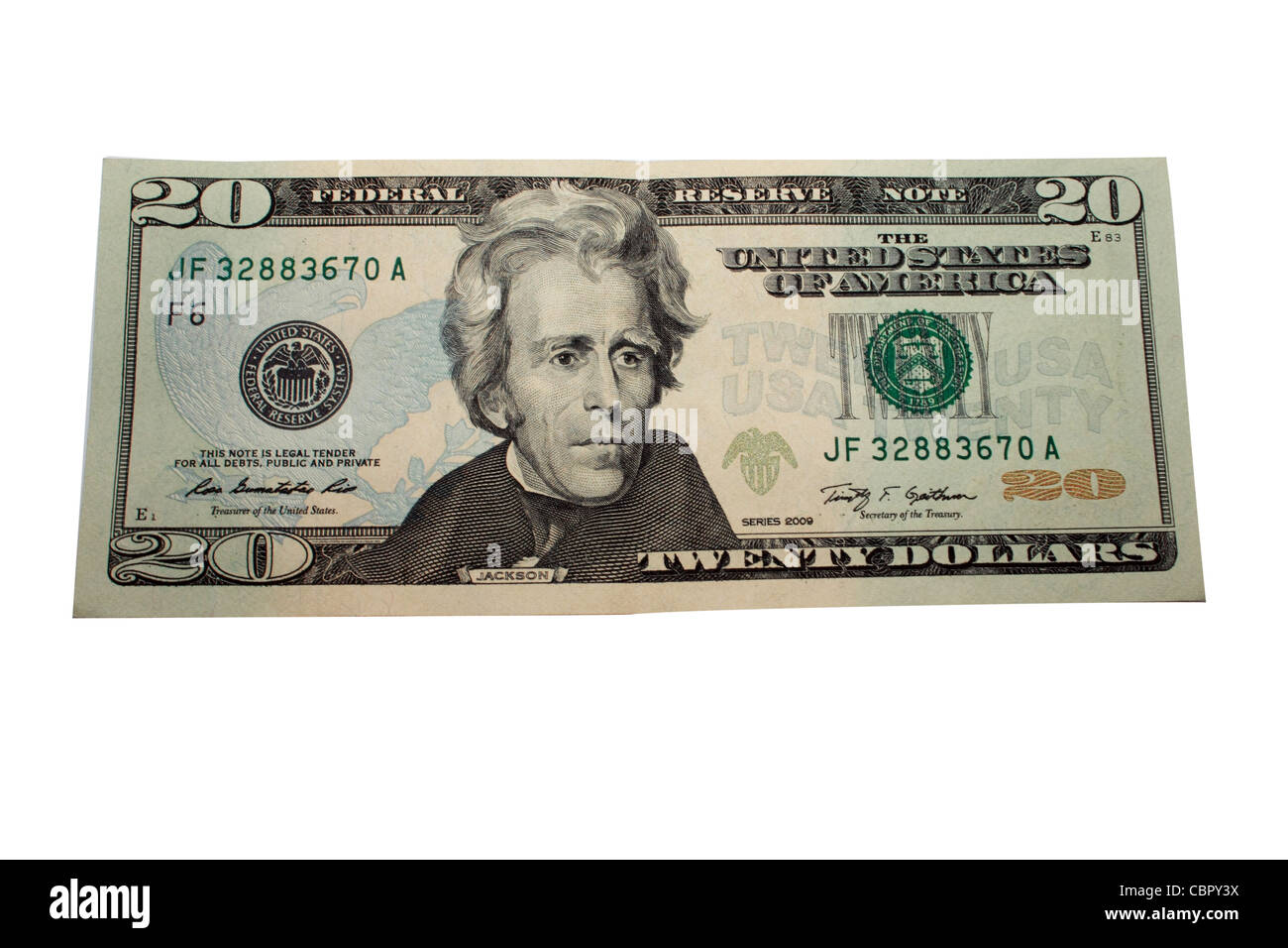 Stati Uniti venti dollari tagliare Foto Stock