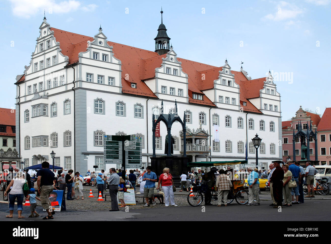 Il vecchio municipio di Wittenberg presso la piazza del mercato. Foto Stock