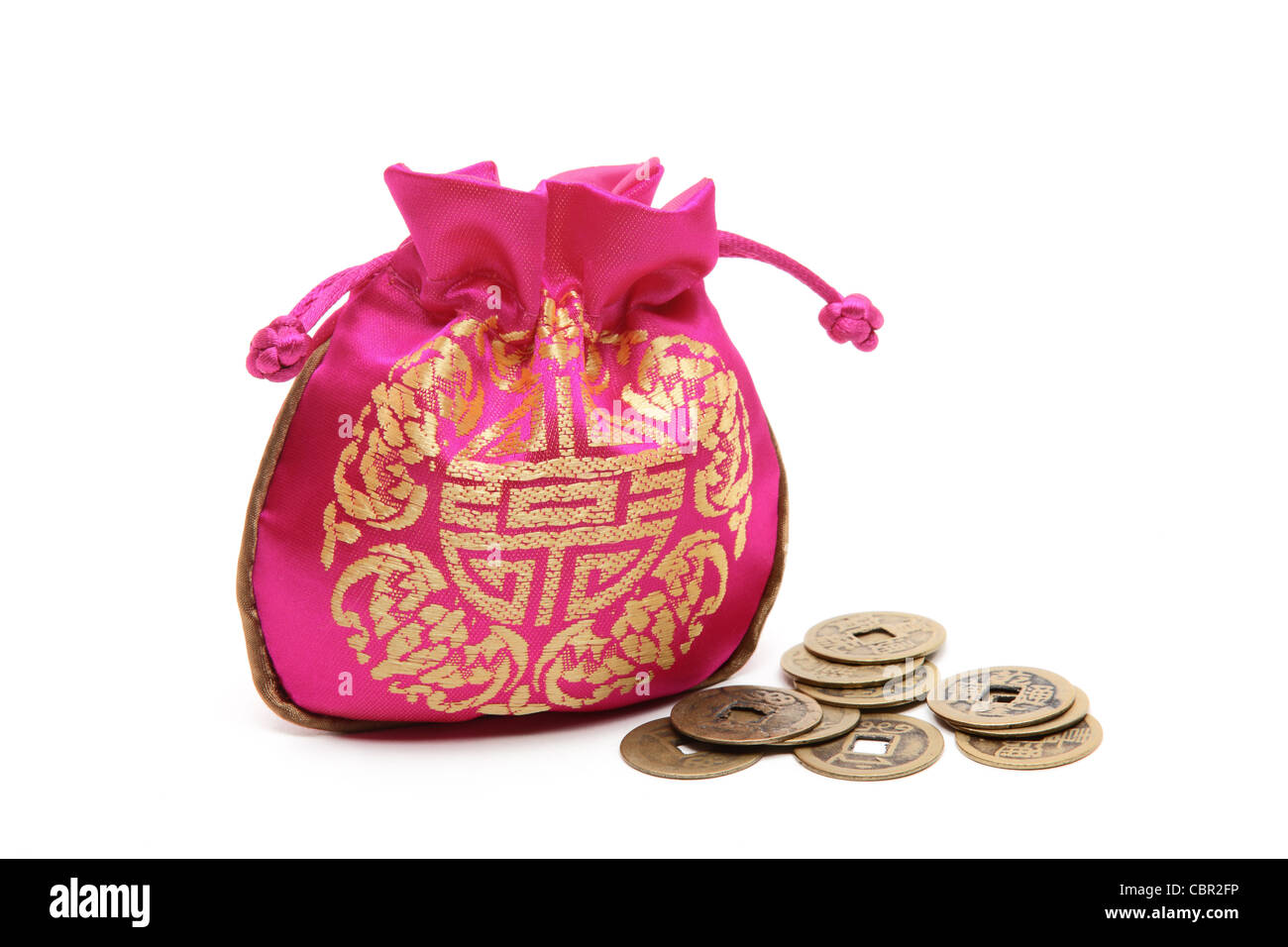 Sacchi di denaro con monete,nuovo anno cinese concetto. Foto Stock
