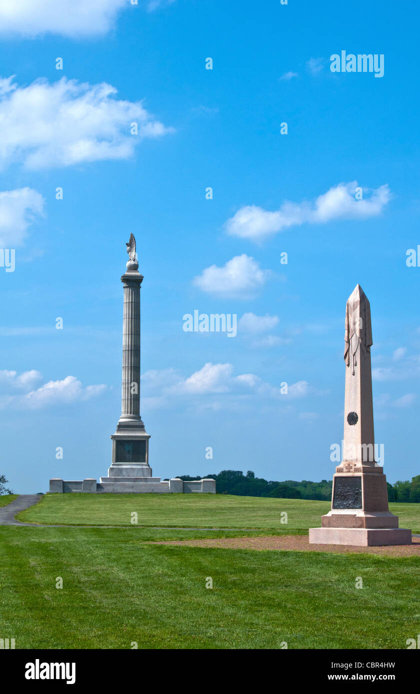 Antietam nazionale famoso campo di battaglia della Guerra Civile memoriale del campo di battaglia di Antietam Maryland con monumento Foto Stock