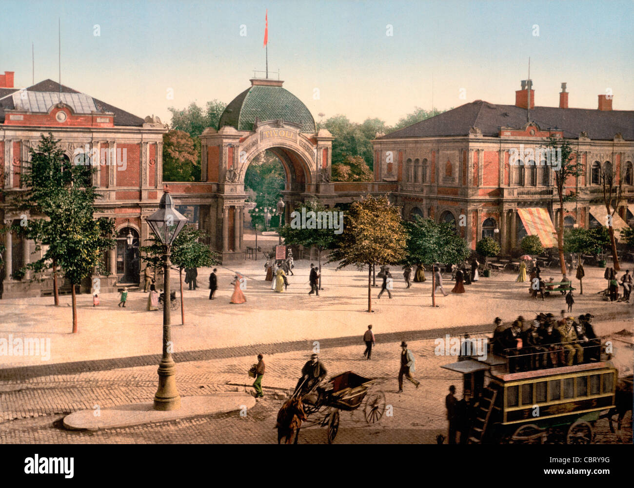 Il Tivoli ingresso parco, Copenaghen, Danimarca, circa 1900 Foto Stock