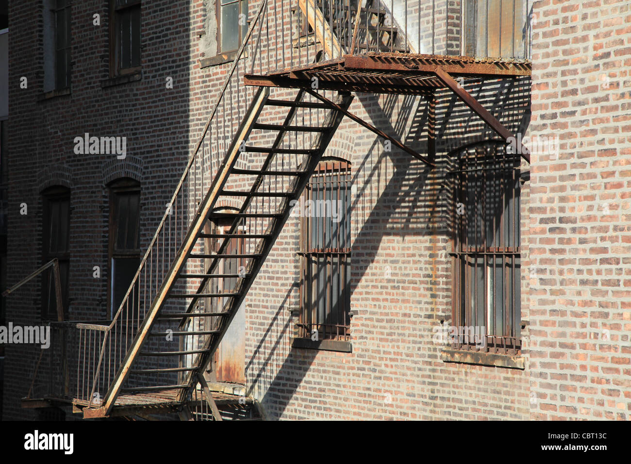 Stati Uniti d'America Manhattan Ausblick auf eine Feuertreppe in Chelsea Foto Stock