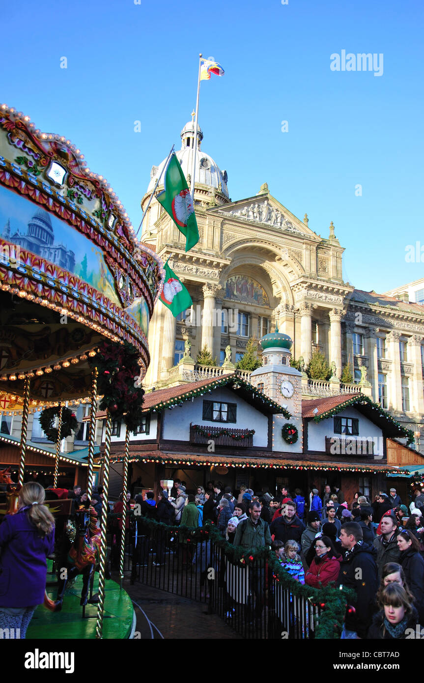 Francoforte Mercatino di Natale, Victoria Square, Birmingham, West Midlands, England, Regno Unito Foto Stock