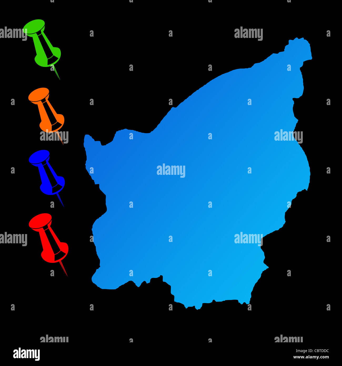 San Marino mappa di viaggio con perni di spinta su sfondo nero. Foto Stock