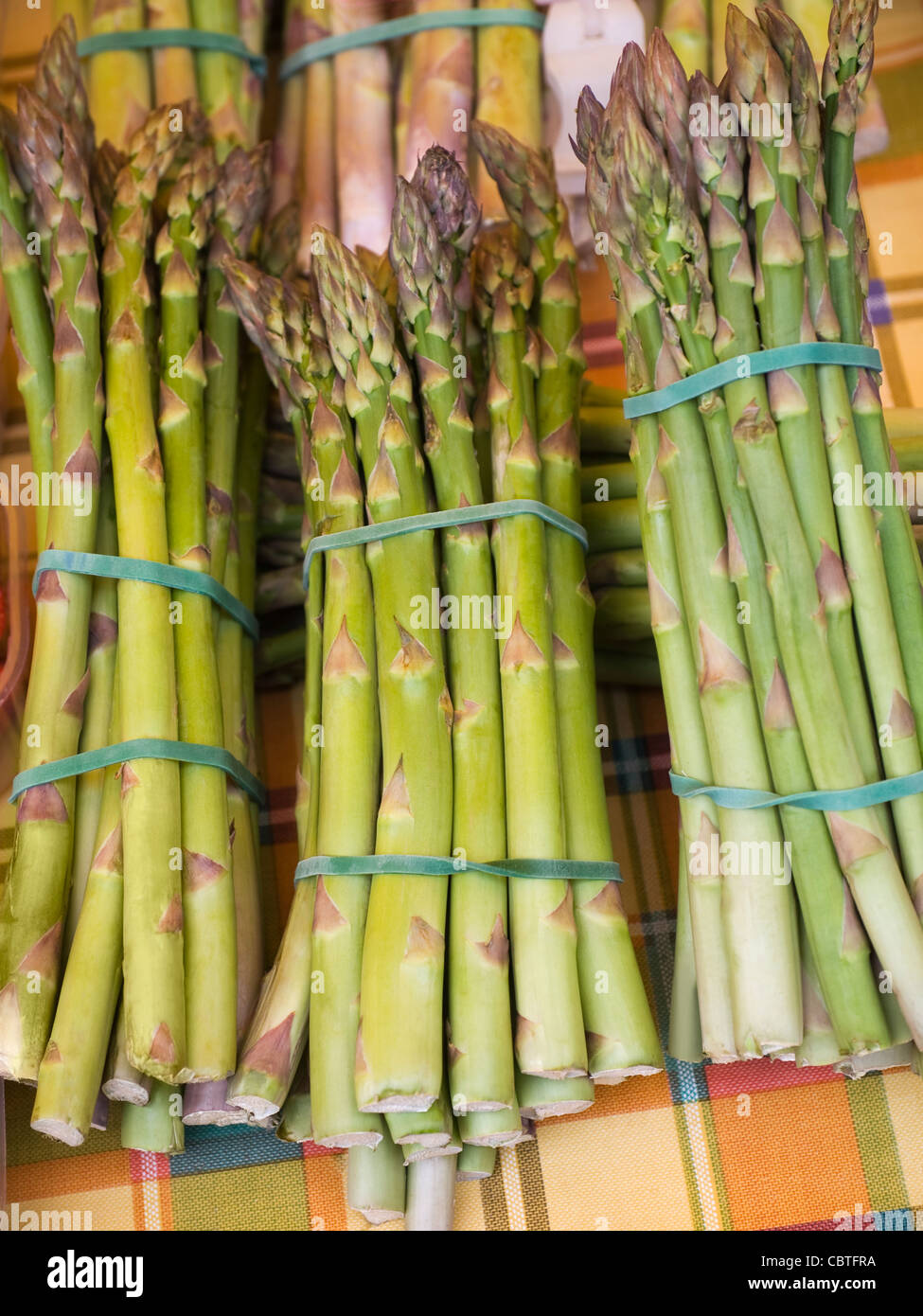 Close up di mazzi di asparagi Foto Stock