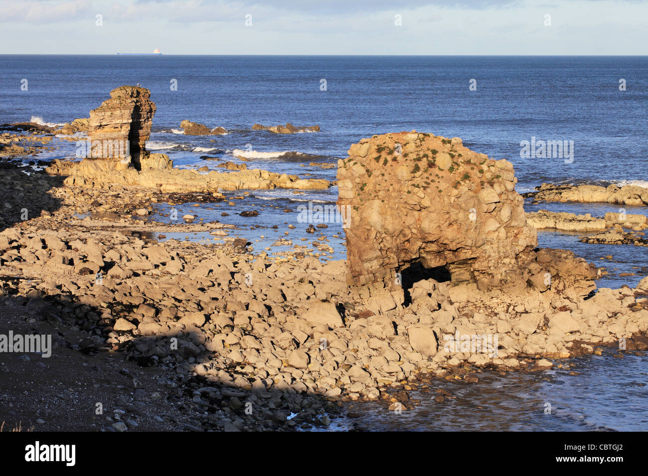 Costa del Mare del Nord vicino a Whitburn, North East England, Regno Unito Foto Stock