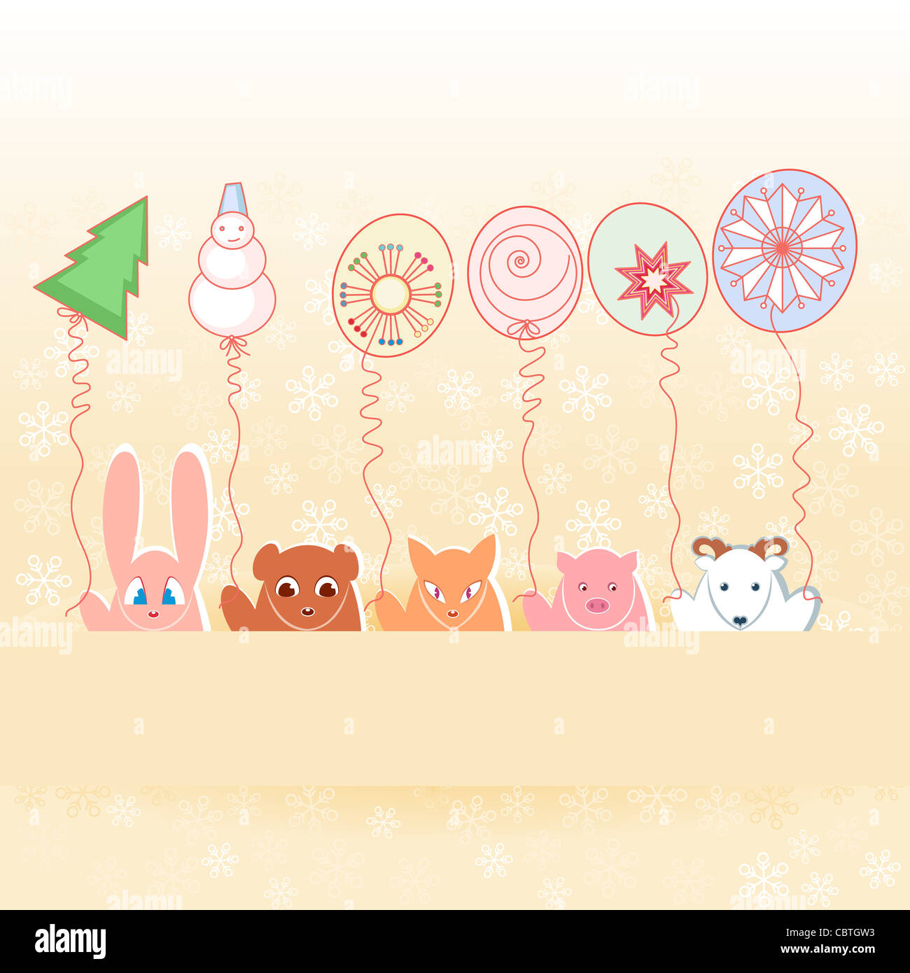 Gli animali con il nuovo anno di palloncini. Immagine su sfondo pastello Foto Stock