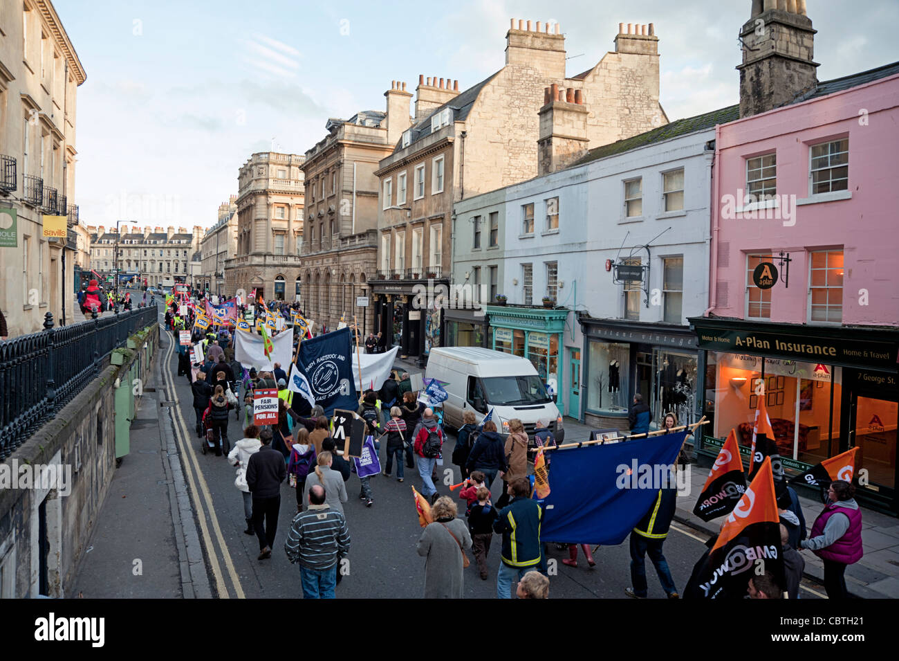 I sindacati pensioni marcia di protesta Bath Regno Unito Foto Stock