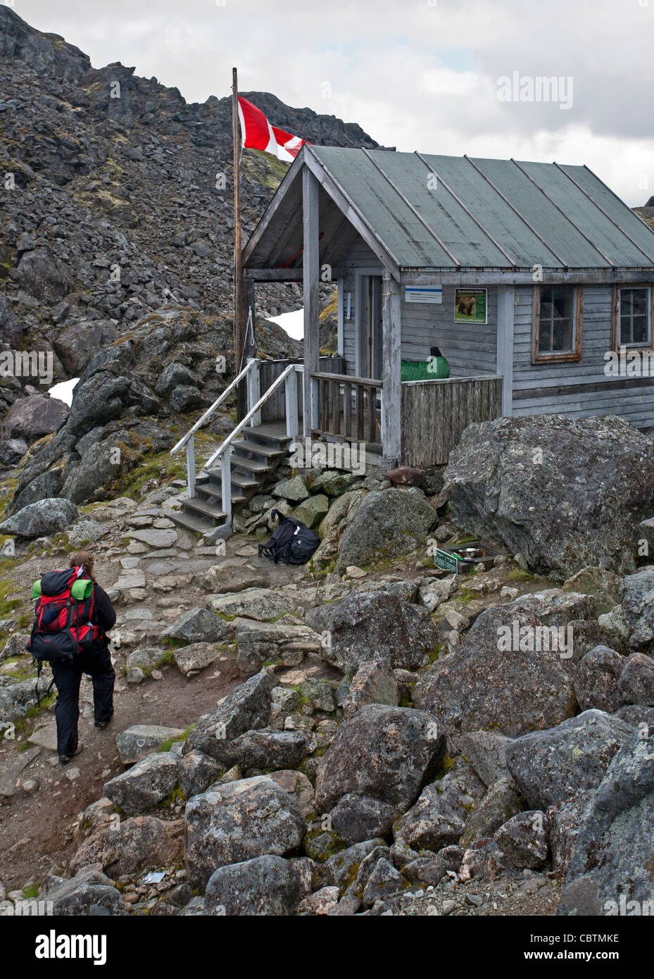 Un rifugio in cima all'Chilkoot Pass. Chilkoot Trail. British Columbia. Canada Foto Stock