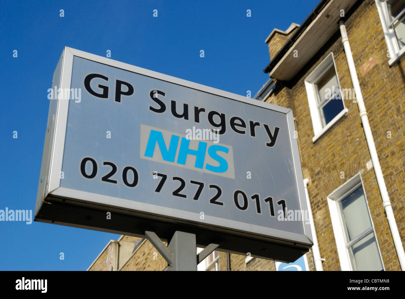 NHS GP segno di chirurgia, England, Regno Unito Foto Stock
