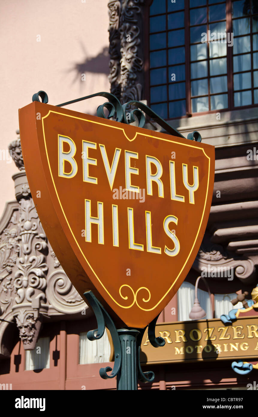 Beverly Hills segno sul set di Hollywood di Universal Studios Orlando, Florida, Foto Stock