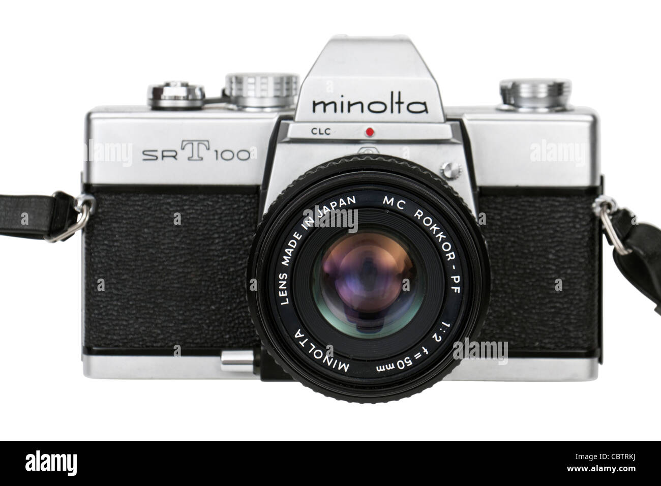 Minolta SR-T 100 35mm SLR fotocamera a pellicola con multi-rivestita Rokkor 50mm f/2 lente (1971-1975) Foto Stock