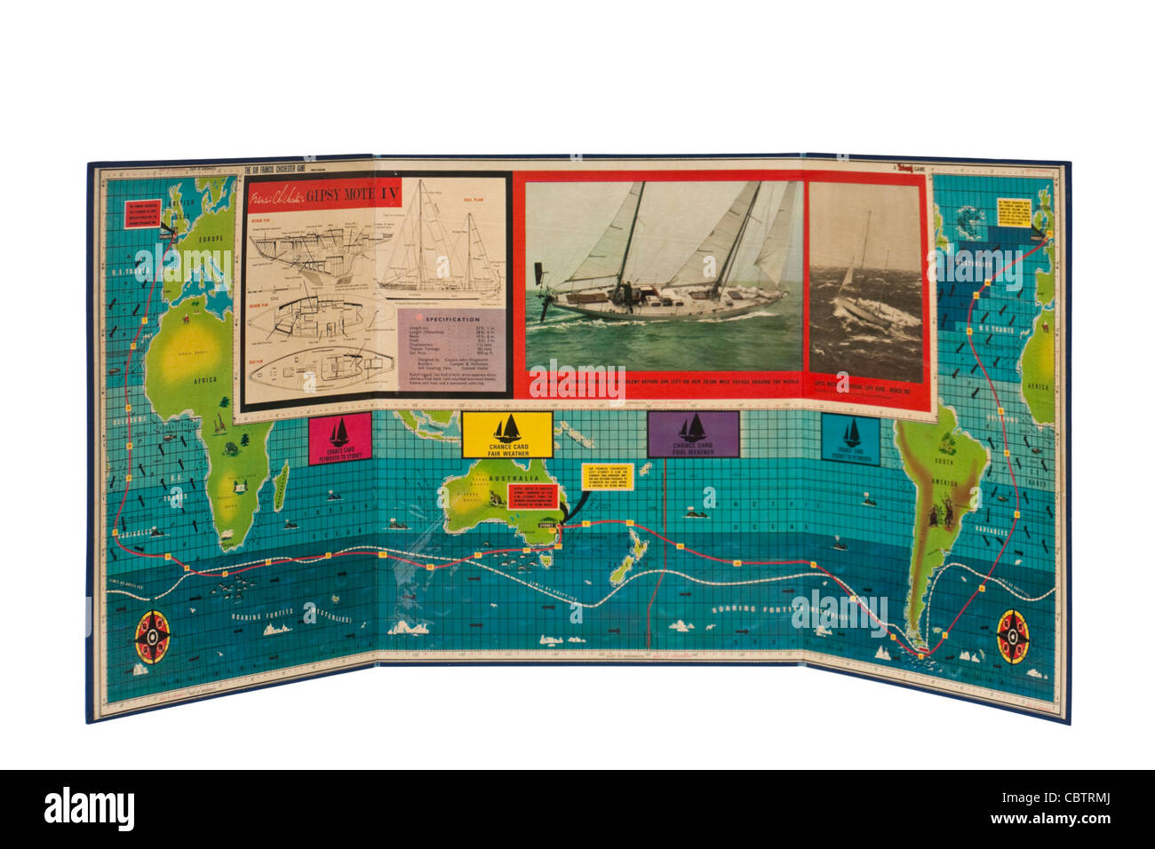 L'annata 1967 'Sir Francis Chichester' barca a vela attorno al mondo del gioco di bordo da Tri-ang Foto Stock