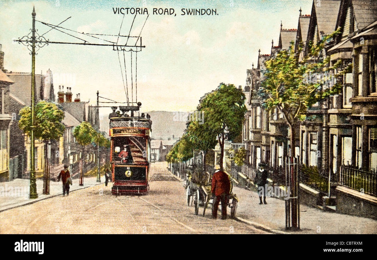 Cartoline antiche di Victoria Road, Swindon, Wiltshire, Regno Unito Foto Stock