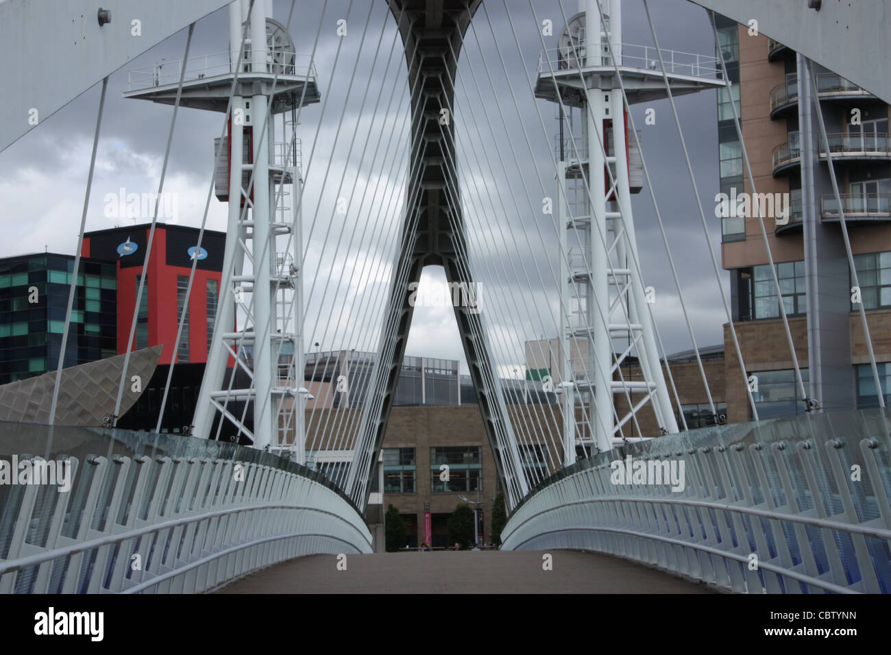 Millennium Bridge in Salford Quays, Greater Manchester Foto Stock