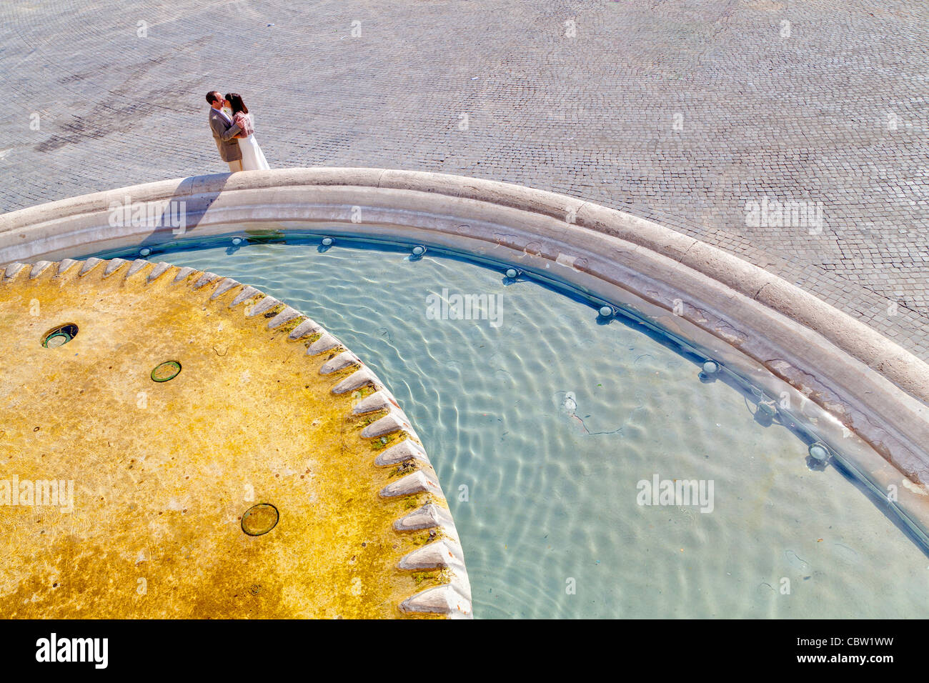 Giovane fontana di Piazza del Popolo a Roma Italia Foto Stock