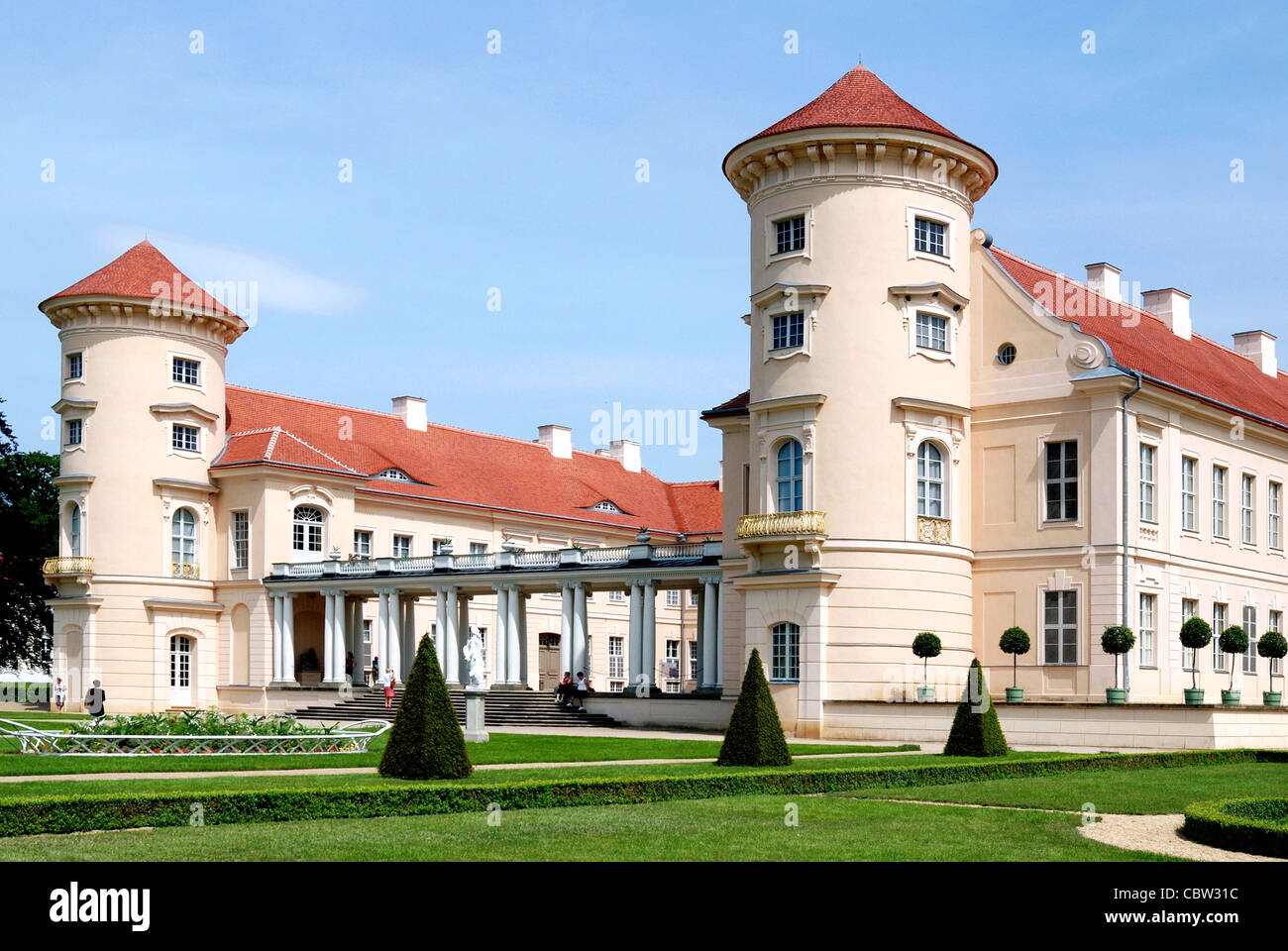 Rheinsberg castello alla Grienericksee nel Land di Brandeburgo. Foto Stock