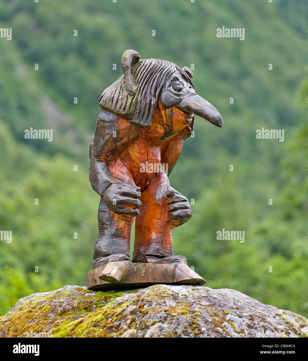 Troll statua, Trollstigen road, Norvegia Foto Stock