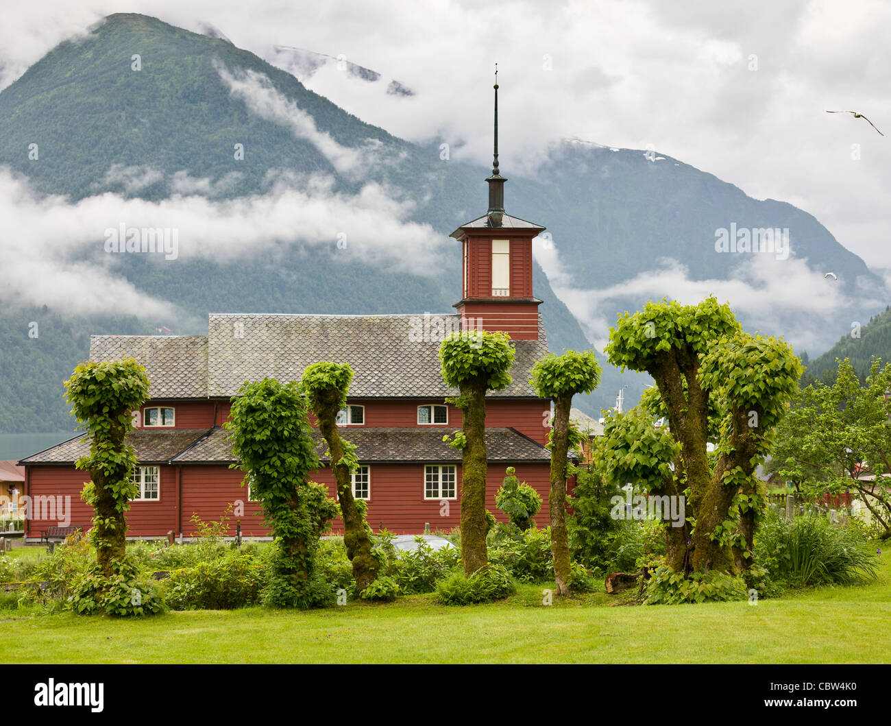 Chiesa Fjaerland, Mundal, Norvegia Foto Stock