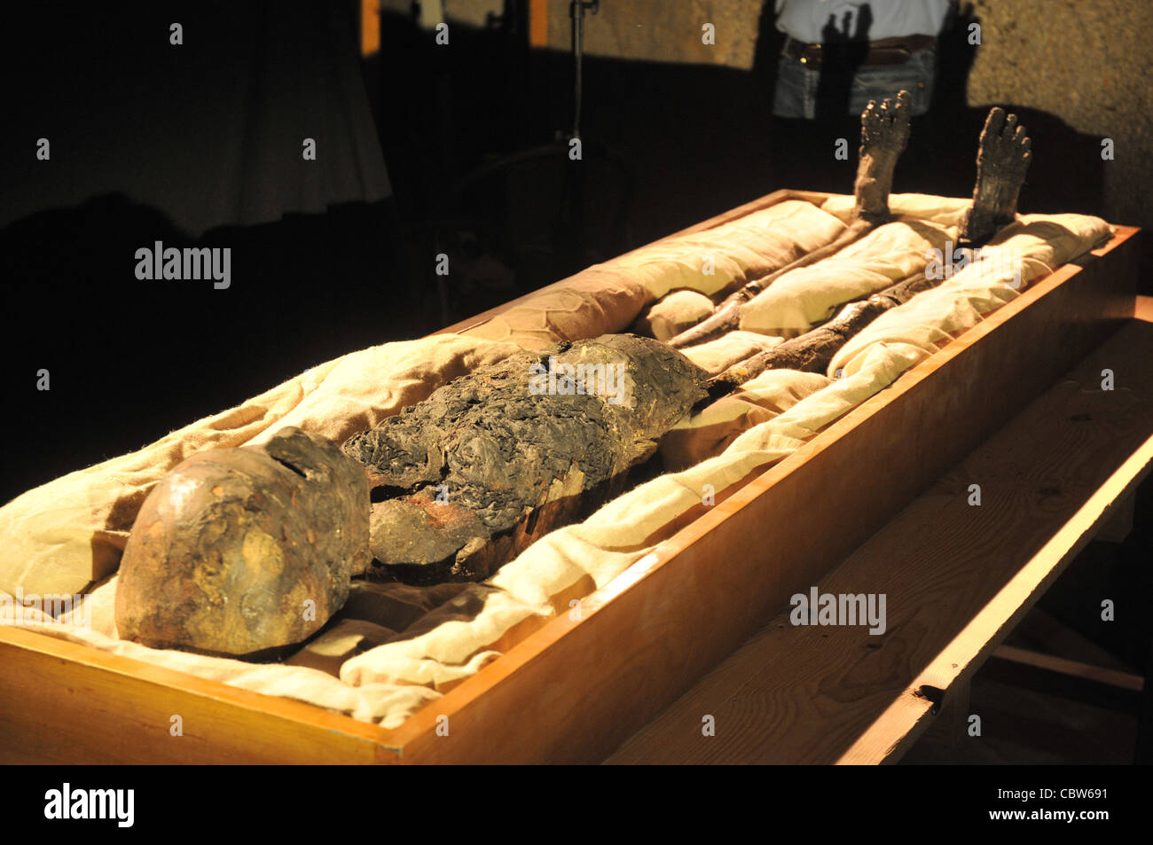 Novembre 23, 2008 -- la mummia del re Tutankhamon nel suo sepolcro scoperto da Howard Carter nel 1922, nella Valle dei Re. Foto Stock