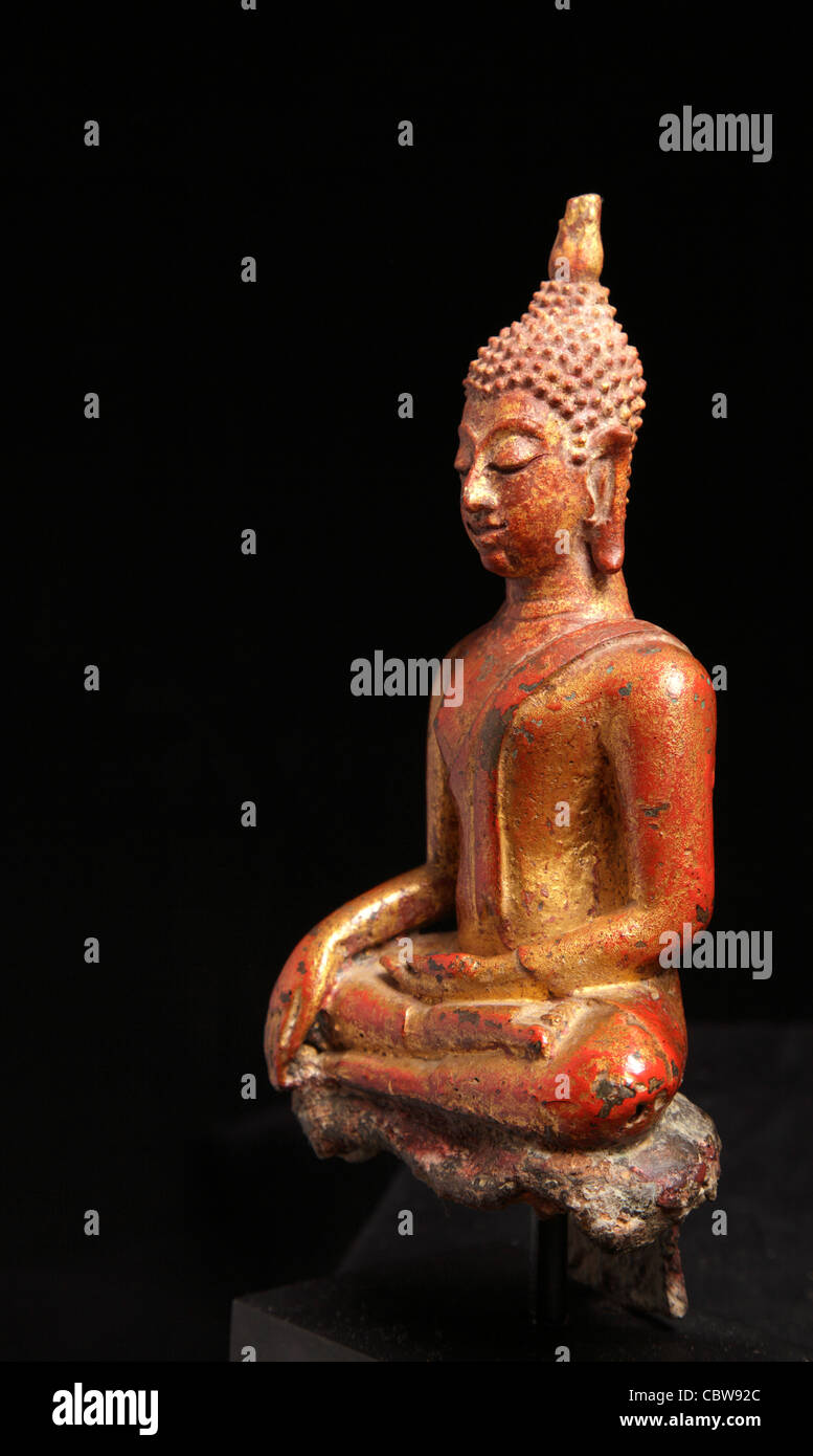Buddha in bronzo scultura, Thailandia, Regno Lanna Foto Stock