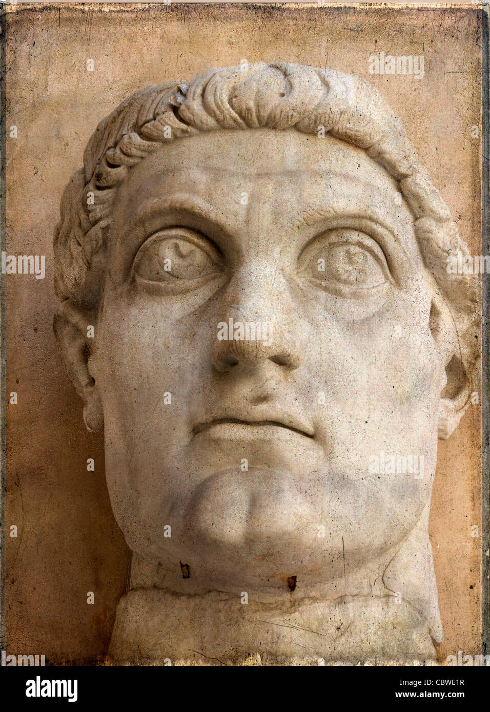 Capo dell'Imperatore Costantino, parte della colossale statua di pietra, Musei Capitolini, il Palazzo dei Conservatori, Roma, Italia, Europa Foto Stock
