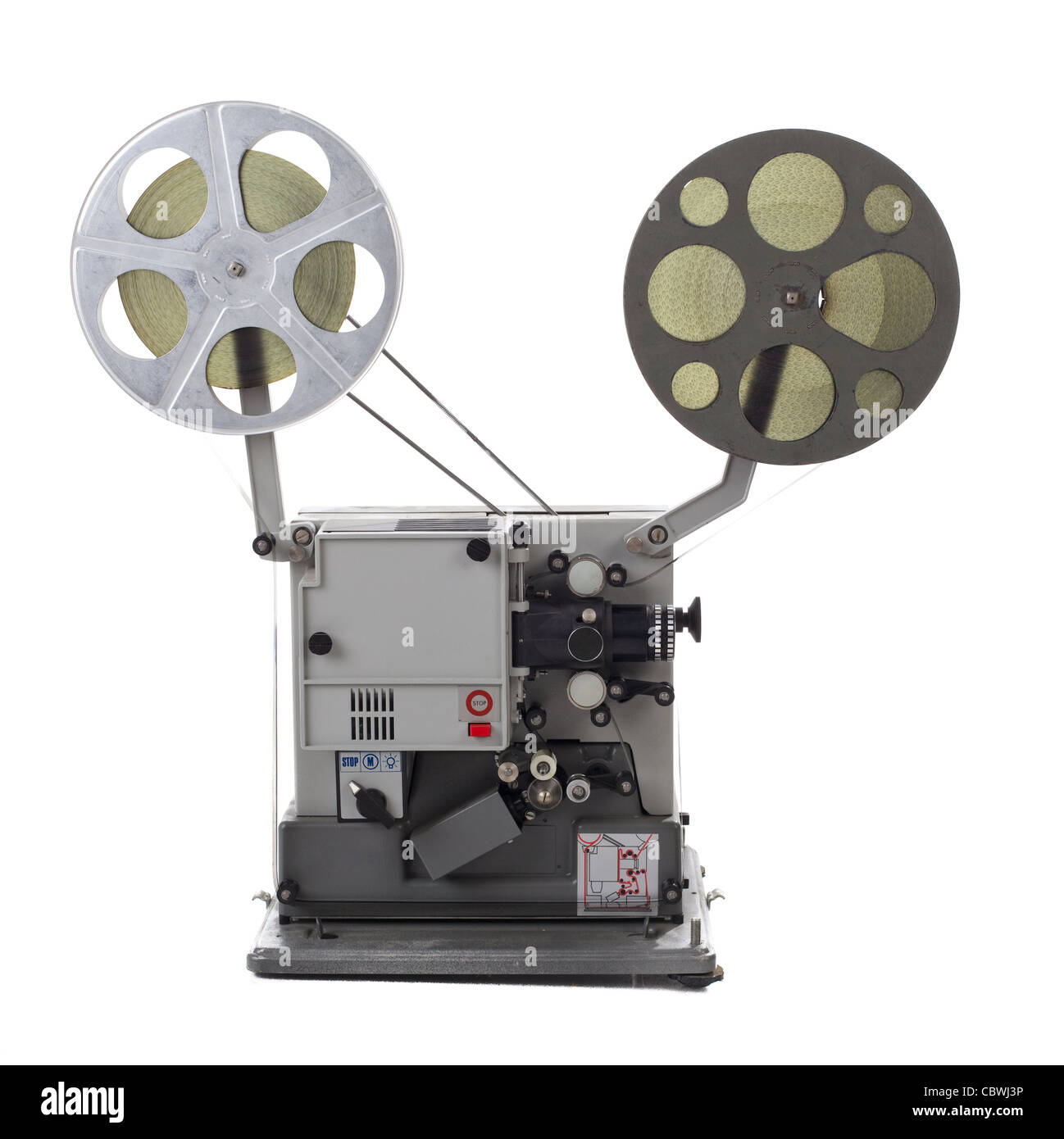 Retrò proiettore film isolati su sfondo bianco Foto Stock