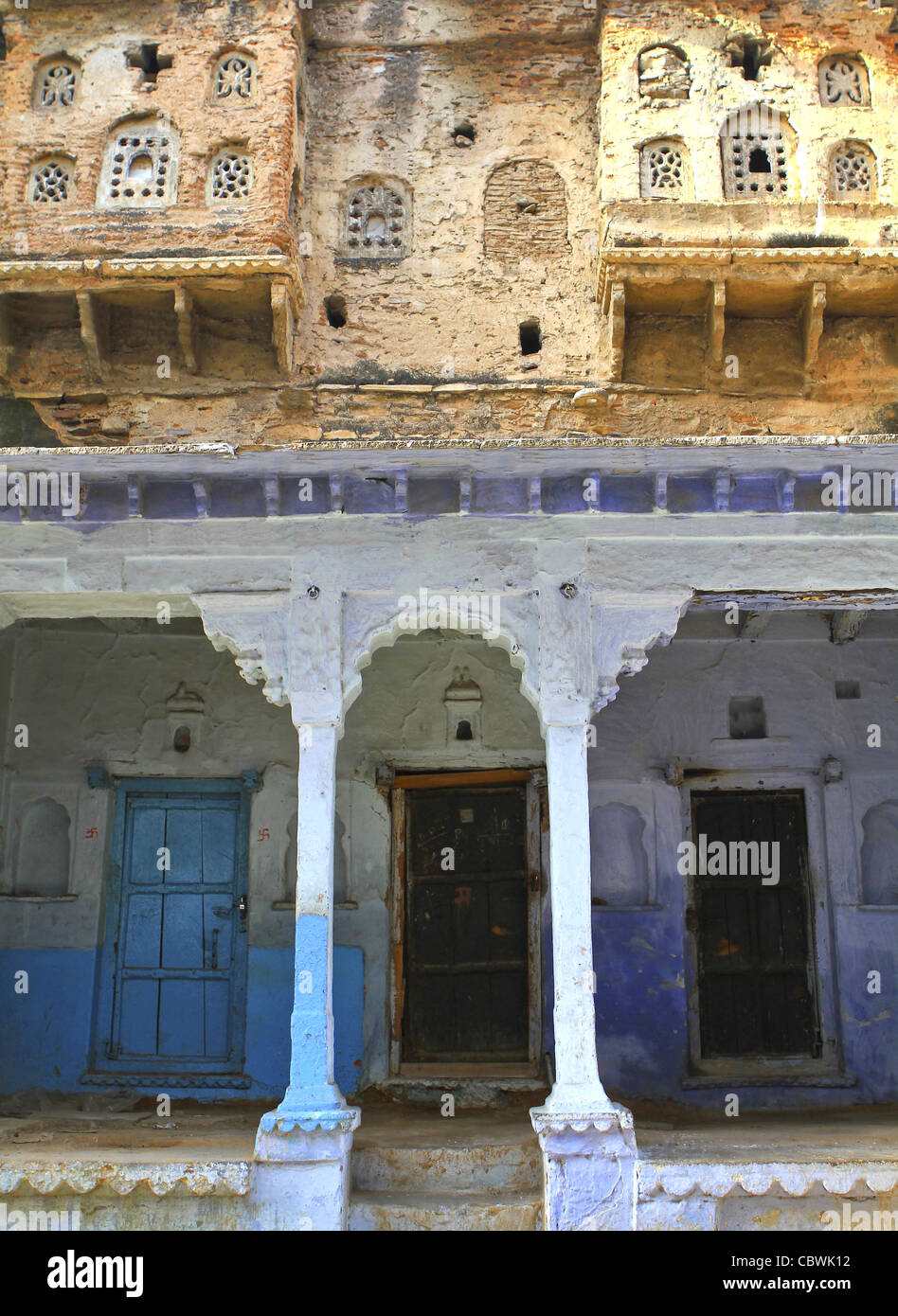 Una casa cittadina tradizionale. Bundi. Il Rajasthan. India Foto Stock