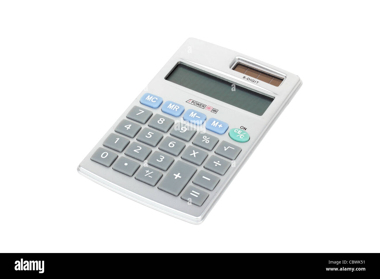 Calcolatrice isolati su sfondo bianco Foto Stock