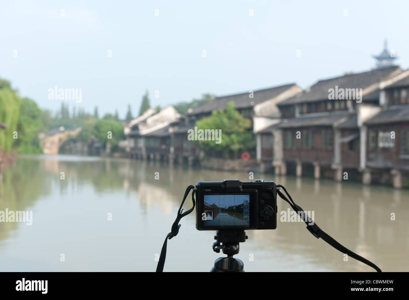 Prendendo la foto del borgo antico in Wuzhen Città, Provincia dello Zhejiang, Cina Foto Stock