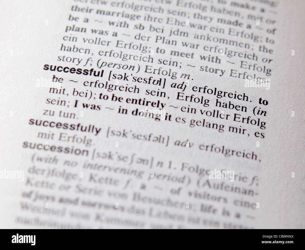 Un successo (Inglese - dizionario tedesco) Foto Stock